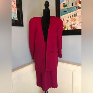 Vintage 80s Magenta Skirt Suit by Significance Sz 4